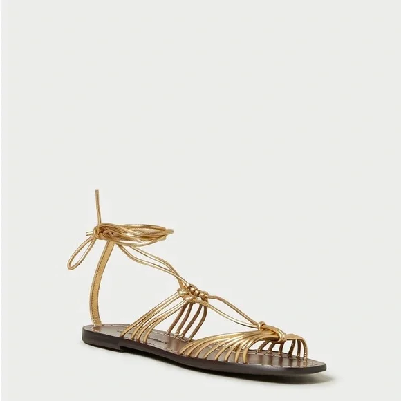 Loeffler Randall Romy Gold Brown Strappy Sandals - Picture 4 of 6